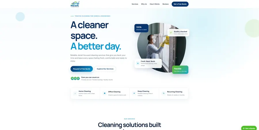 Resik Cleaning Services website preview